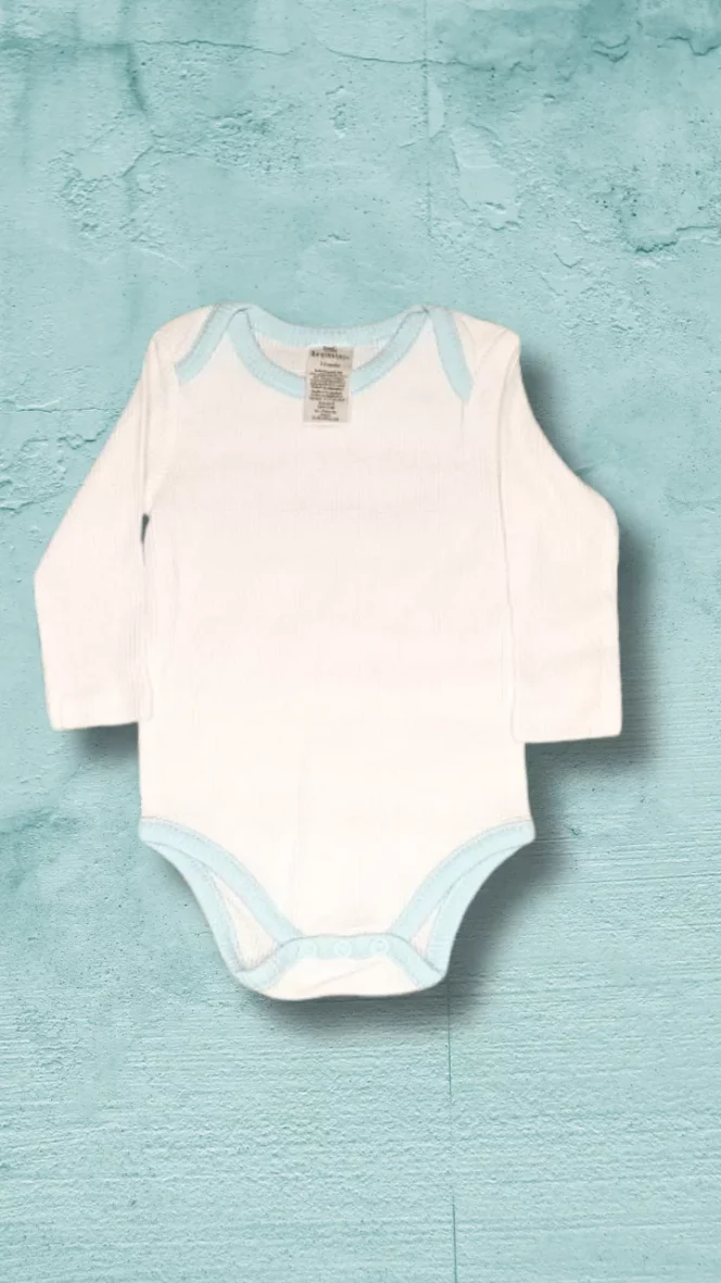 Little beginnings Baby Bodysuit Set, Long Sleeve Solid White, Preemie