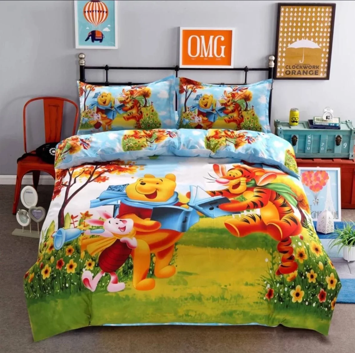 Costume duvet cover and pillow case for kids with Winnie the Pooh design