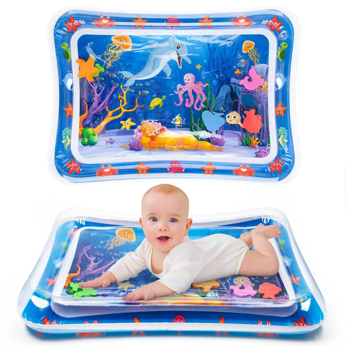 Inflatable tummy time water mat